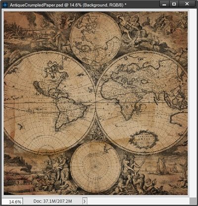 Vintage Crumpled Paper Map Overlay