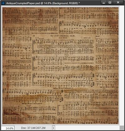 Vintage Crumpled Paper Music Overlay