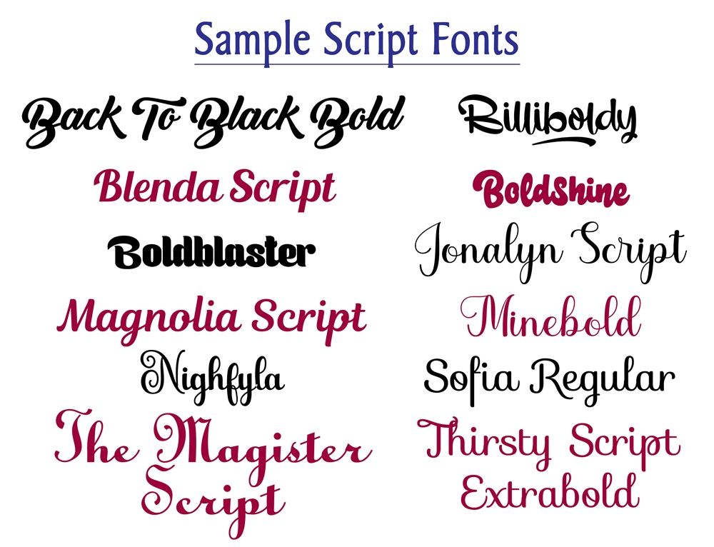 Sample Script Fonts